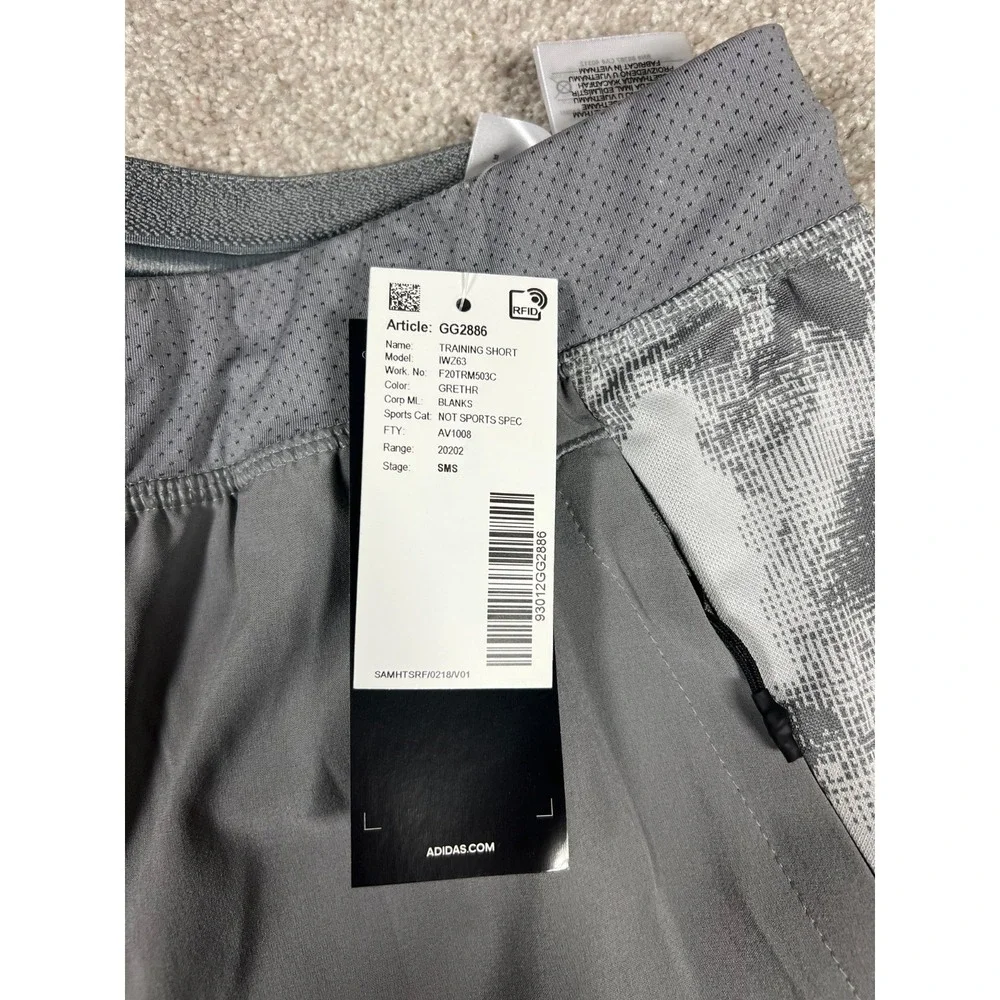 Adidas Mens AEROREADY Training Shorts Grey‎ Marble Print Zip Pockets GG2886 NEW